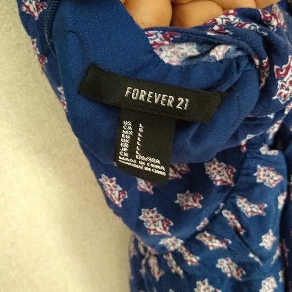 3/$30 Forever 21 Blue Halter Neck Dress Size L - Picture 4 of 5